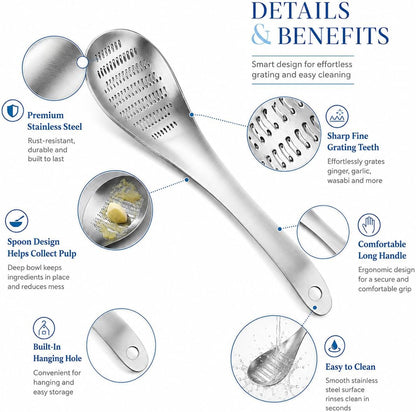 Stainless Steel Ginger Grater Spoon Lime Lemon Zester Cheese Grater Wasabi Ginger Stainless Garlic Press Grinding Gadget