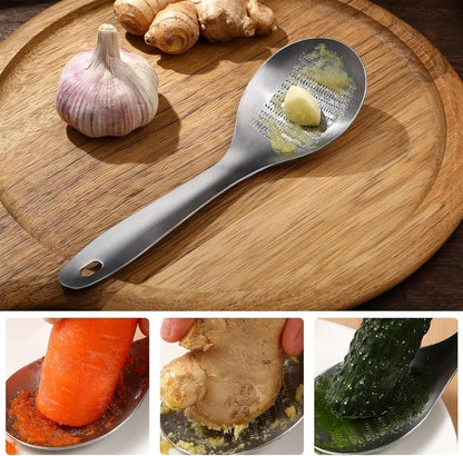Stainless Steel Ginger Grater Spoon Lime Lemon Zester Cheese Grater Wasabi Ginger Stainless Garlic Press Grinding Gadget