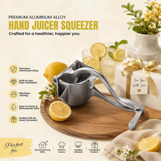 Hand Juicer Squeezer, Manual Citrus Juicer Press – Heavy Duty Aluminum Alloy Lemon Lime Orange Squeezer, Handheld Juice Press for Pomegranate & Citrus Fruits, Easy to Clean, Dishwasher Safe