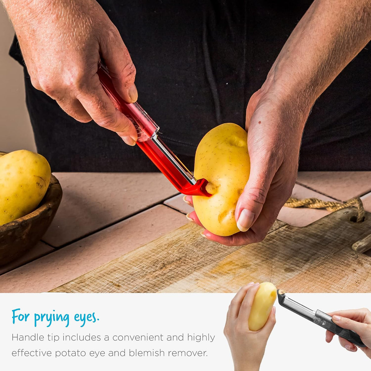 Peel & Pit Bundle | Sharple Self-Sharpening Fruit & Vegetable Speed Peeler and Hullapit Easy, Fast Cherry Pitter & Strawberry Huller