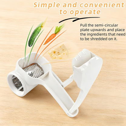 Manual Rotary Cheese Grater, Stainless Steel Drum, Easy Clean