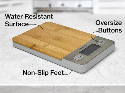 Stainless Steel Digital Kitchen Scale w. Bowl - for Food Coffee Lab - LCD Display gram Ounces lb:oz lb ml - 12 LBS/5.5 KG Capacity - Battery Included - Gold by The Display Guys