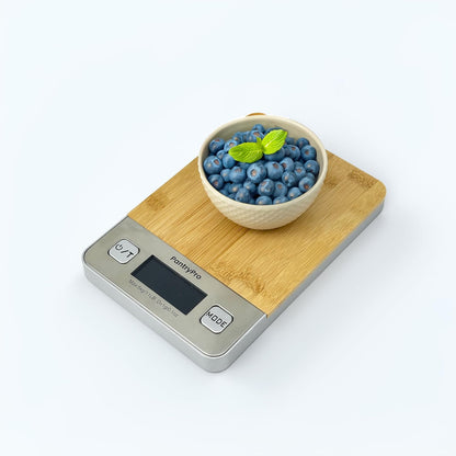 Stainless Steel Digital Kitchen Scale w. Bowl - for Food Coffee Lab - LCD Display gram Ounces lb:oz lb ml - 12 LBS/5.5 KG Capacity - Battery Included - Gold by The Display Guys