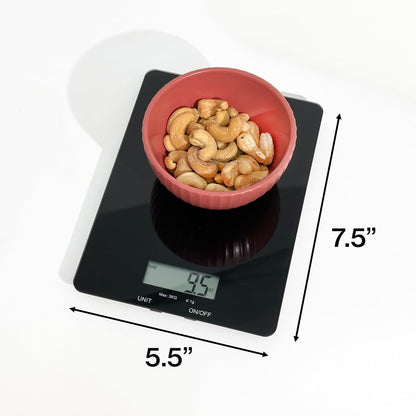 Stainless Steel Digital Kitchen Scale w. Bowl - for Food Coffee Lab - LCD Display gram Ounces lb:oz lb ml - 12 LBS/5.5 KG Capacity - Battery Included - Gold by The Display Guys