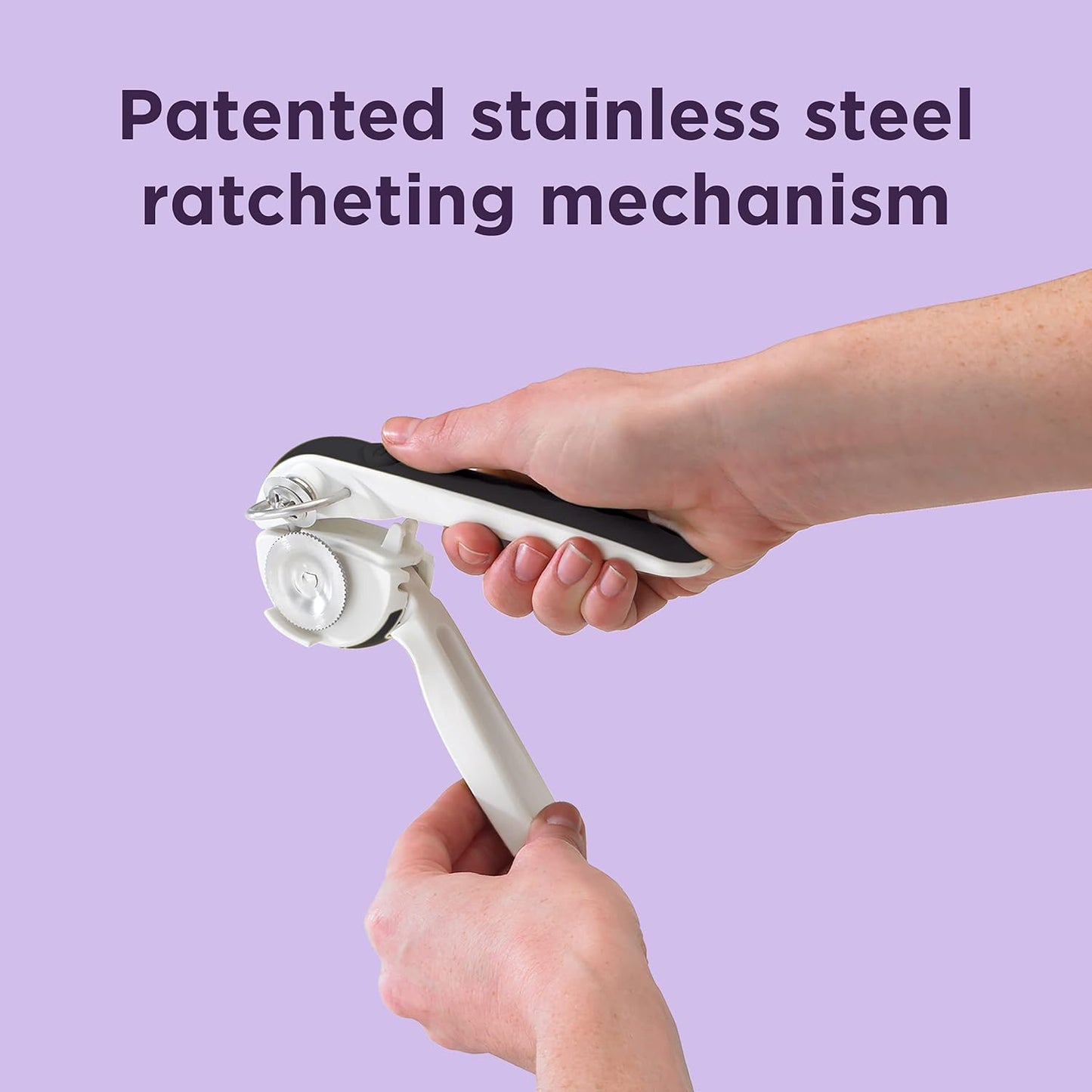 EzSqueeze One-Handed Can Opener (Black and Meringue)