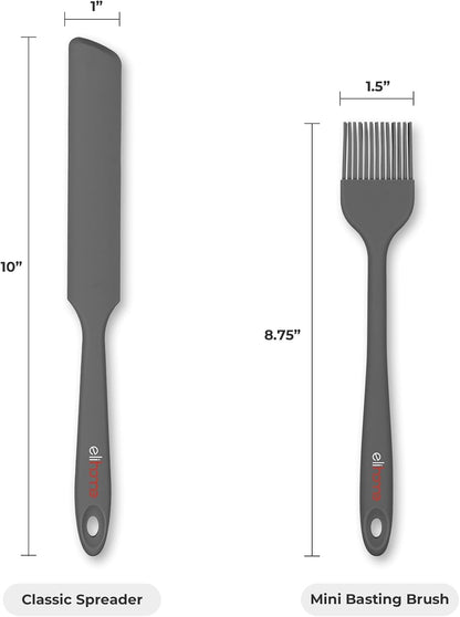Mini Silicone Basting Pastry Brush, Cooking Brush for Oil Sauce Butter Marinades, Food Brushes for BBQ Grill Kitchen Baking, Baster Brushes Pastries Cakes Meat Desserts, Food Grade, Dark Grey