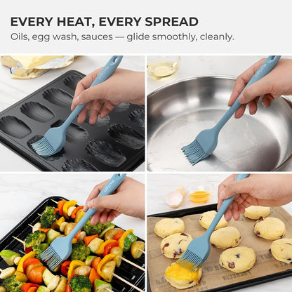 Mini Silicone Basting Pastry Brush, Cooking Brush for Oil Sauce Butter Marinades, Food Brushes for BBQ Grill Kitchen Baking, Baster Brushes Pastries Cakes Meat Desserts, Food Grade, Dark Grey