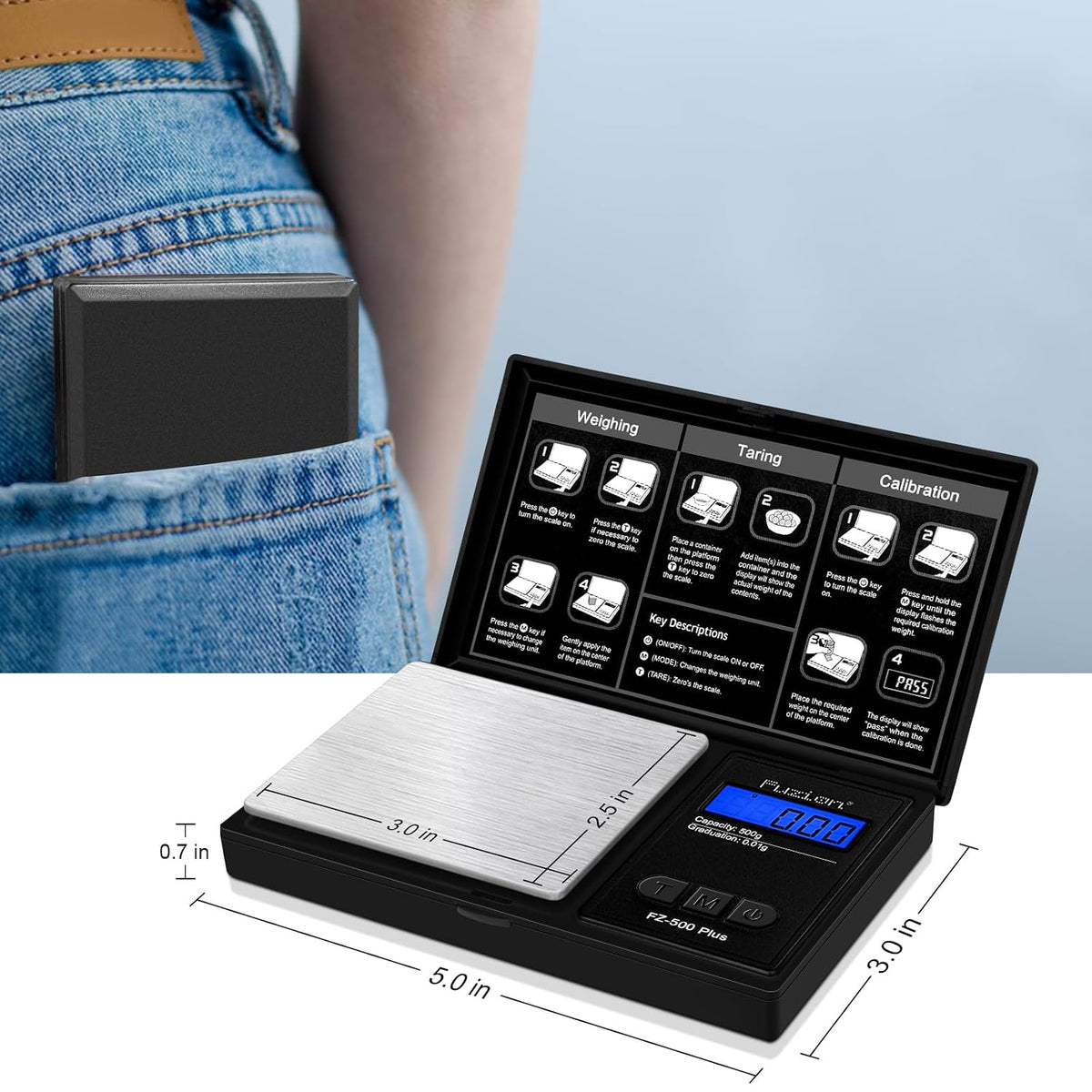 Digital Pocket Gram Scale - 1000g/0.1g Small Food Scale Portable