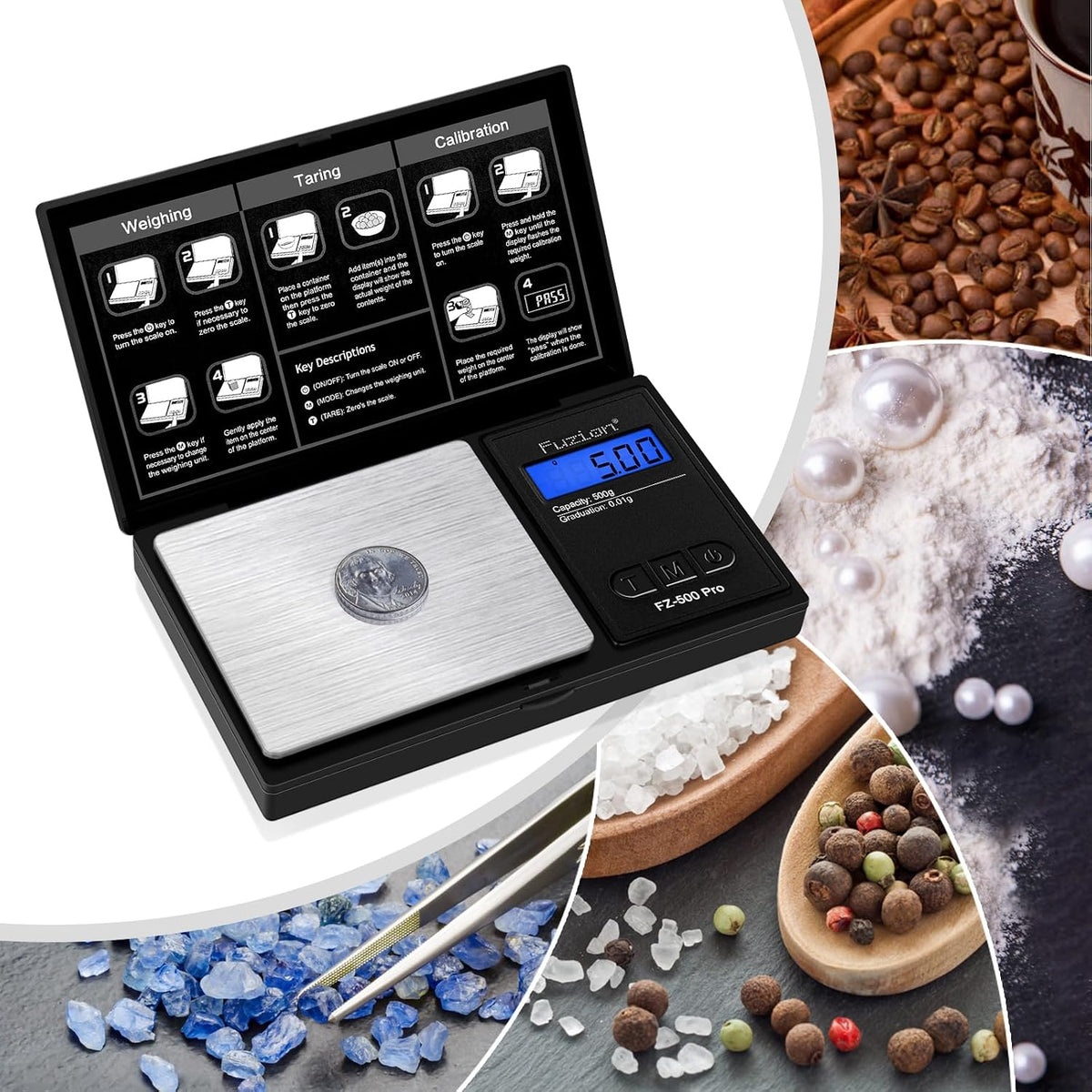 Digital Pocket Gram Scale - 1000g/0.1g Small Food Scale Portable