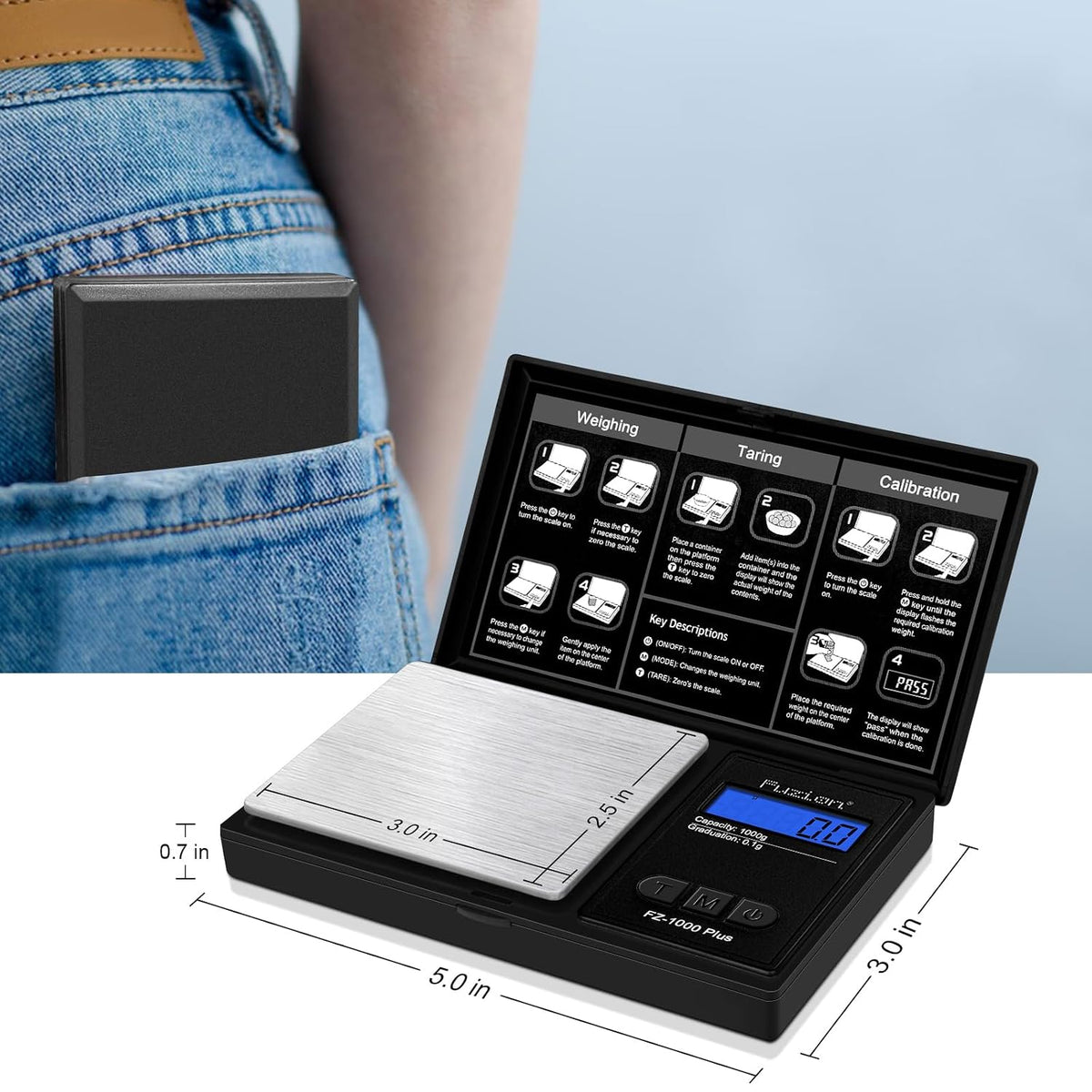Digital Pocket Gram Scale - 1000g/0.1g Small Food Scale Portable