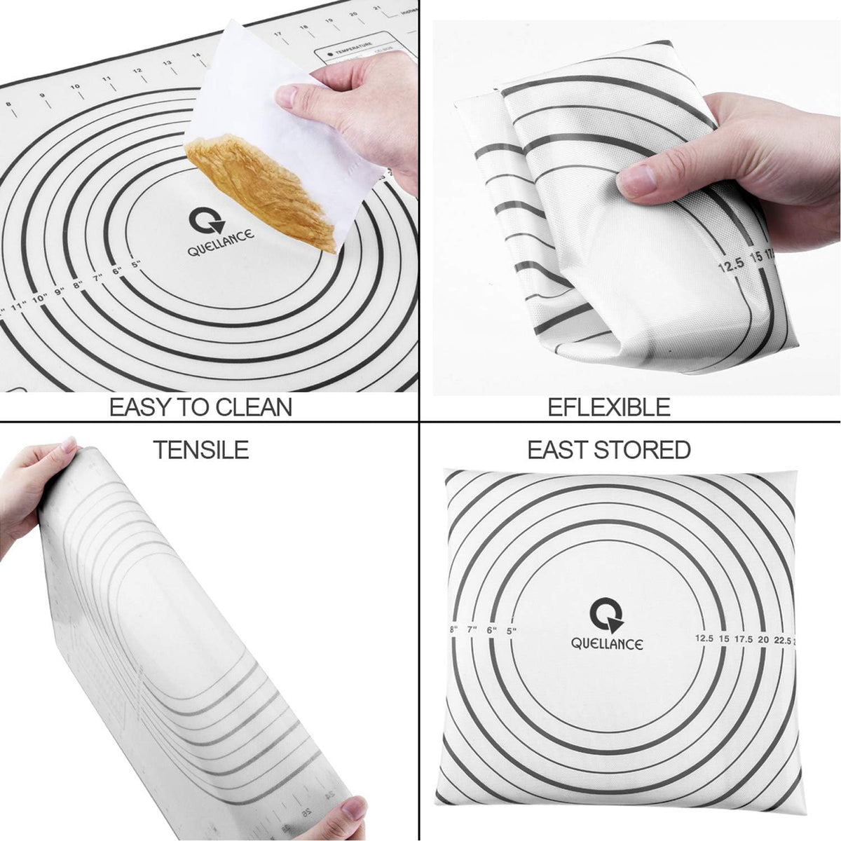 Wood French Rolling Pin for Baking, QUELLANCE Wooden Dough Roller with Silicone Baking Mat, Beech Wood Rolling Pins for Baking Dough, Pizza, Pie, Pastries, Pasta and Cookies,Red Pastry Mat