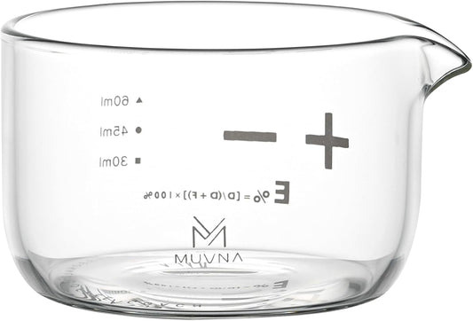 Espresso Shot Glass Measuring Cup (60ml/2oz Scale), Handleless Compact Design for Low Portafilters, Mess-Free V-Spout Barista Tool, Clear Espresso Machine Accessories, 1Pcs
