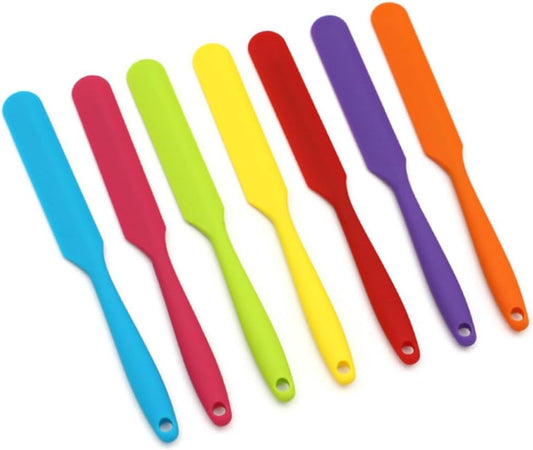 4 Pcs Blue Silicone Scraper with Long Integrated Handle Flat Spatula for Butter Blending and Cake Baking High Hardness Wear-resistant Mixing Tools for Frosting and Pastry