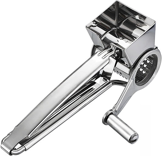 Cheese Grater with Handle, Stainless Steel Multipurpose Food Vegetable Potato Hand Grater for Grating and Shredding Hard Cheese, Chocolate, Medium, Walnuts, Potato, Carrot