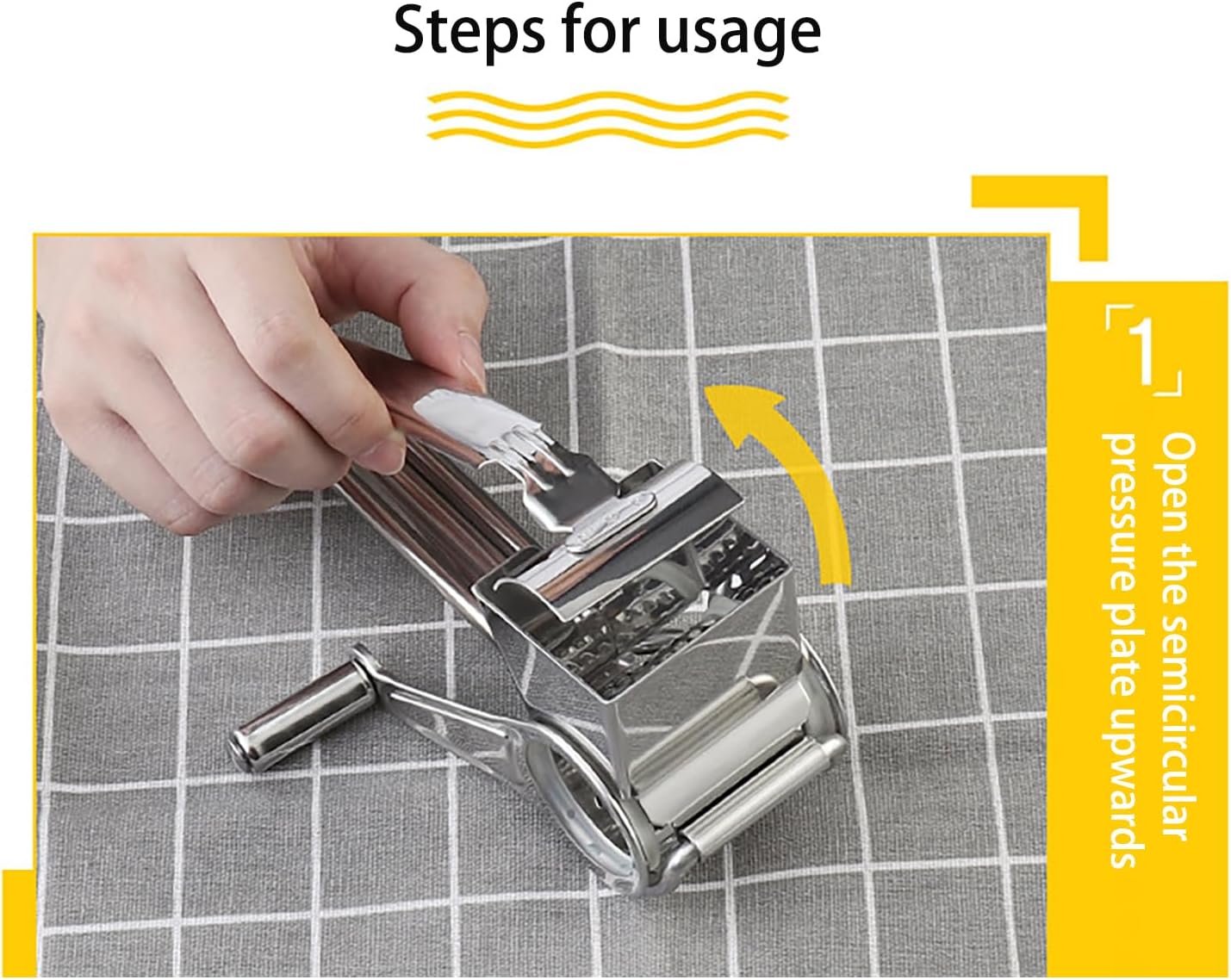 Cheese Grater with Handle, Stainless Steel Multipurpose Food Vegetable Potato Hand Grater for Grating and Shredding Hard Cheese, Chocolate, Medium, Walnuts, Potato, Carrot