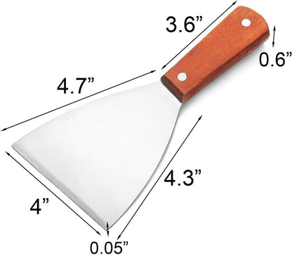 2PCS Stainless Steel Slant Grill Griddle Spatula Scraper