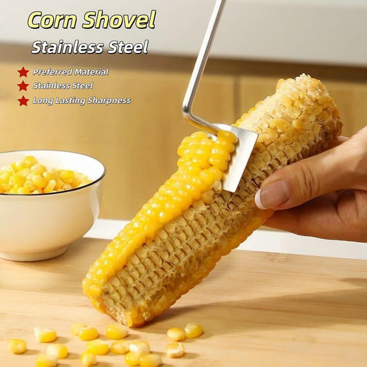 Easy Clean Corn Cob Peeler, 2025 New Corn Cob Stripper Stainless Steel Corn Shovel Corn Stripping Tool - Upgrade Fresh Corn Kernel Remover Shovel Cutter for Kitchen Household Use (1)