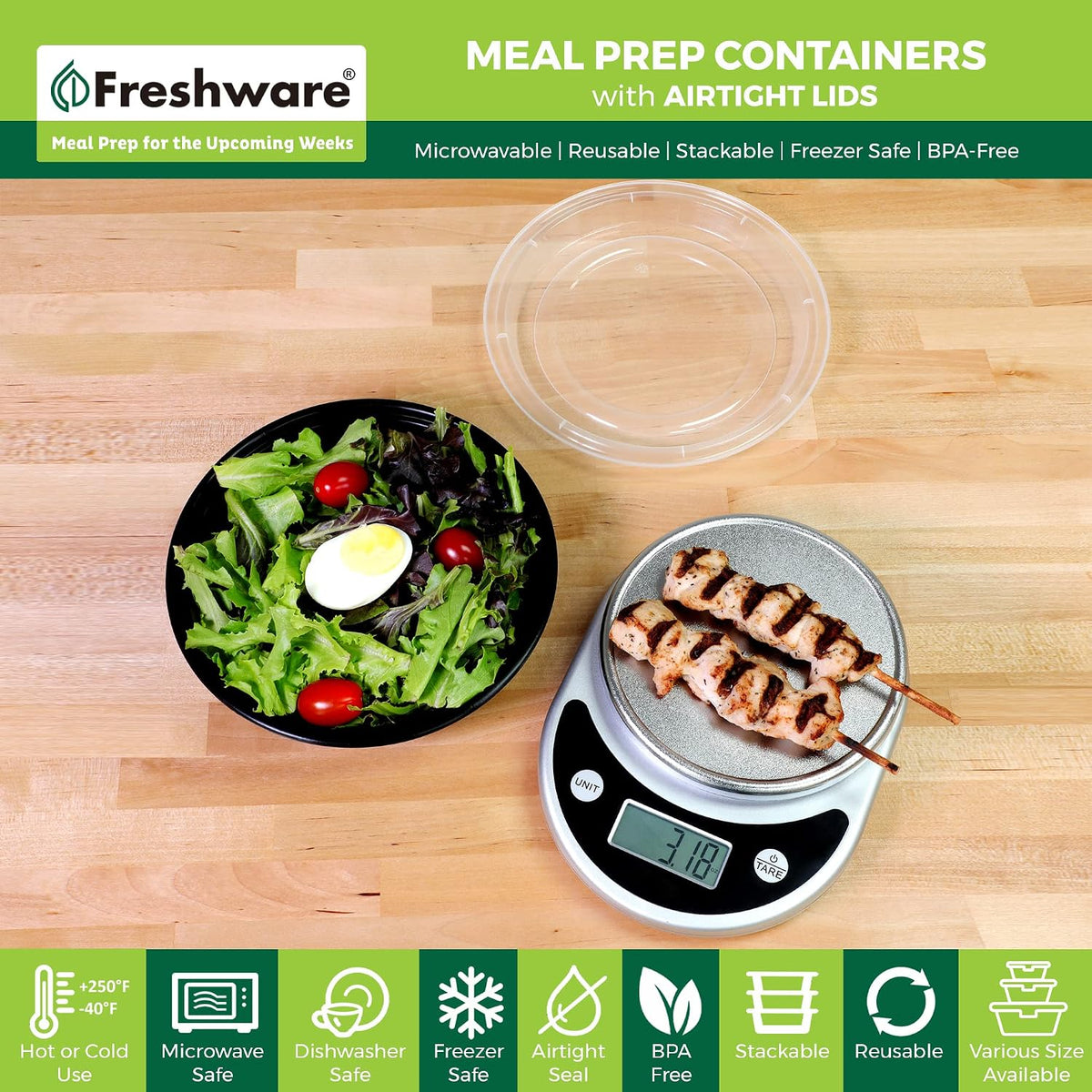 Meal Prep Bowl Containers [30 Pack] Plastic Bowls with Lids for Soup and Salad, Food Storage Bento Box, BPA Free, Stackable, Lunch Boxes, Microwave/Dishwasher/Freezer Safe (28 oz)