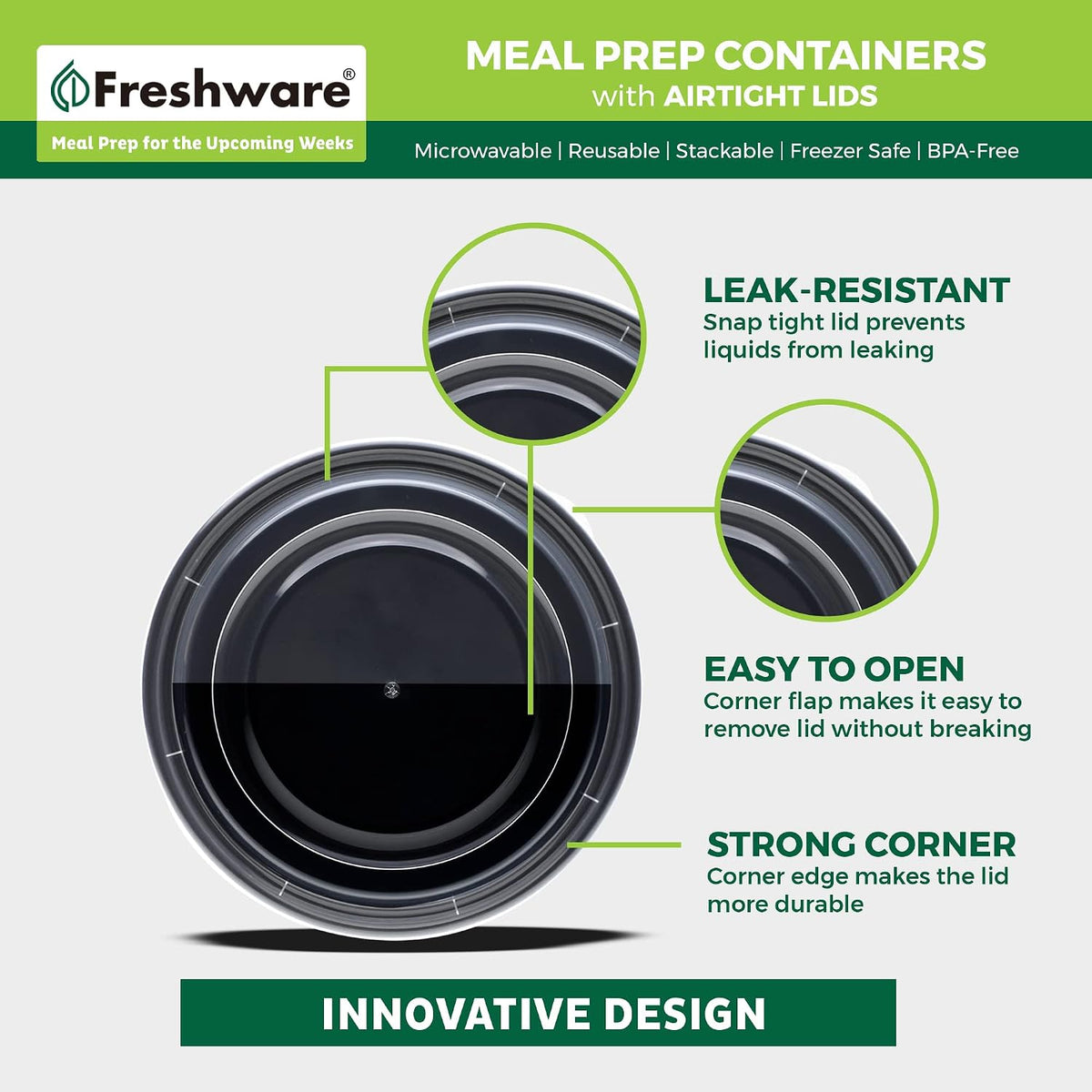 Meal Prep Bowl Containers [30 Pack] Plastic Bowls with Lids for Soup and Salad, Food Storage Bento Box, BPA Free, Stackable, Lunch Boxes, Microwave/Dishwasher/Freezer Safe (28 oz)