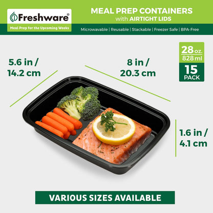 Meal Prep Bowl Containers [30 Pack] Plastic Bowls with Lids for Soup and Salad, Food Storage Bento Box, BPA Free, Stackable, Lunch Boxes, Microwave/Dishwasher/Freezer Safe (28 oz)