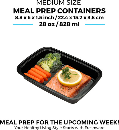 Meal Prep Bowl Containers [30 Pack] Plastic Bowls with Lids for Soup and Salad, Food Storage Bento Box, BPA Free, Stackable, Lunch Boxes, Microwave/Dishwasher/Freezer Safe (28 oz)