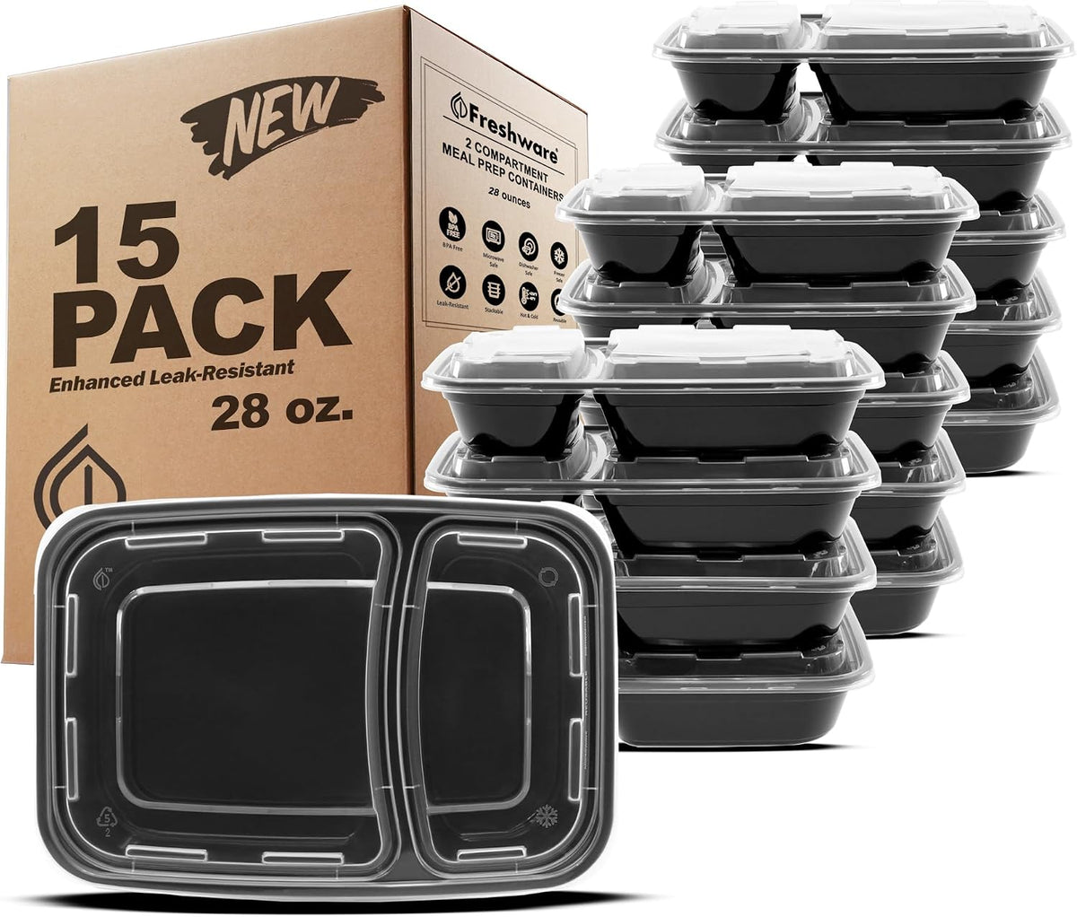 Meal Prep Bowl Containers [30 Pack] Plastic Bowls with Lids for Soup and Salad, Food Storage Bento Box, BPA Free, Stackable, Lunch Boxes, Microwave/Dishwasher/Freezer Safe (28 oz)