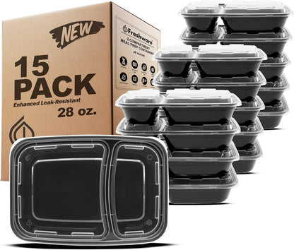 Meal Prep Bowl Containers [30 Pack] Plastic Bowls with Lids for Soup and Salad, Food Storage Bento Box, BPA Free, Stackable, Lunch Boxes, Microwave/Dishwasher/Freezer Safe (28 oz)