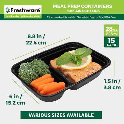 Meal Prep Bowl Containers [30 Pack] Plastic Bowls with Lids for Soup and Salad, Food Storage Bento Box, BPA Free, Stackable, Lunch Boxes, Microwave/Dishwasher/Freezer Safe (28 oz)