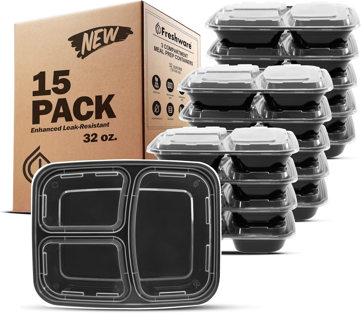 Meal Prep Bowl Containers [30 Pack] Plastic Bowls with Lids for Soup and Salad, Food Storage Bento Box, BPA Free, Stackable, Lunch Boxes, Microwave/Dishwasher/Freezer Safe (28 oz)