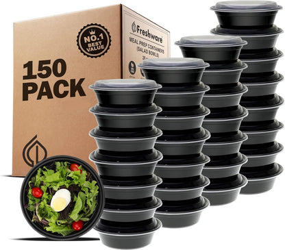Meal Prep Bowl Containers [30 Pack] Plastic Bowls with Lids for Soup and Salad, Food Storage Bento Box, BPA Free, Stackable, Lunch Boxes, Microwave/Dishwasher/Freezer Safe (28 oz)
