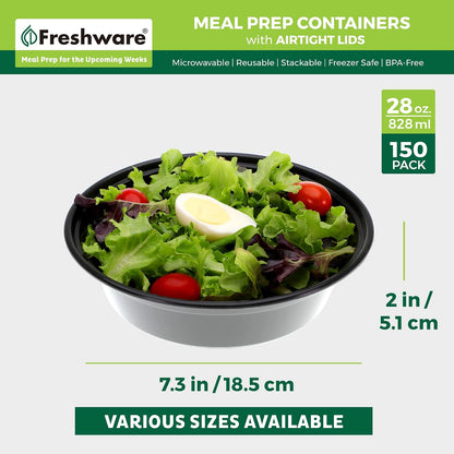 Meal Prep Bowl Containers [30 Pack] Plastic Bowls with Lids for Soup and Salad, Food Storage Bento Box, BPA Free, Stackable, Lunch Boxes, Microwave/Dishwasher/Freezer Safe (28 oz)