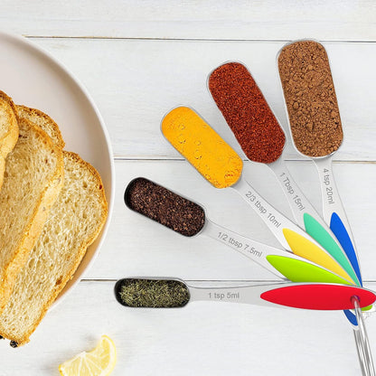 Measuring Cups and Measuring Spoons Set, Stainless Steel 8 Measuring Cups, 10 Measuring Spoons, 1 Leveler 1 Whisk & 5 Mini Spoons, for Dry and Liquid Ingredient - 25 Piece Multicolor