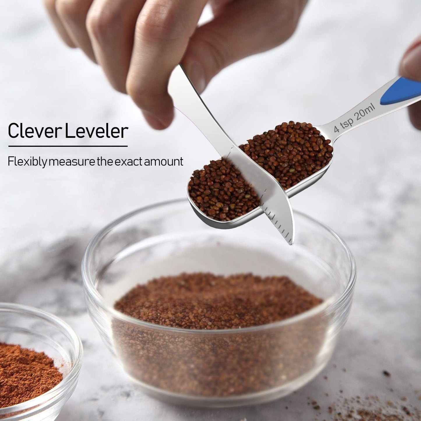 Measuring Cups and Measuring Spoons Set, Stainless Steel 8 Measuring Cups, 10 Measuring Spoons, 1 Leveler 1 Whisk & 5 Mini Spoons, for Dry and Liquid Ingredient - 25 Piece Multicolor