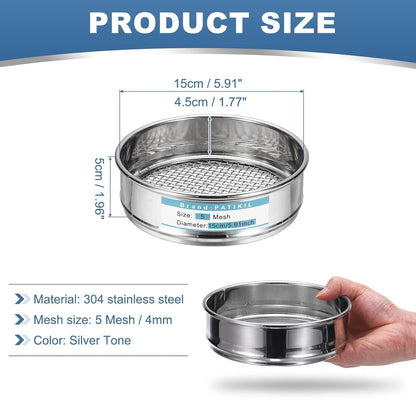 20 Mesh(0.9mm) Lab Sieve, 5.9"(15cm) Diameter Sifting Screen 304 Stainless Steel Wire Cloth Fine Mesh Sieve for Industrial Laboratory Home Soil Sifter Dry Sift Screens Hash - Colors A