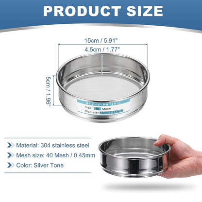 20 Mesh(0.9mm) Lab Sieve, 5.9"(15cm) Diameter Sifting Screen 304 Stainless Steel Wire Cloth Fine Mesh Sieve for Industrial Laboratory Home Soil Sifter Dry Sift Screens Hash - Colors A