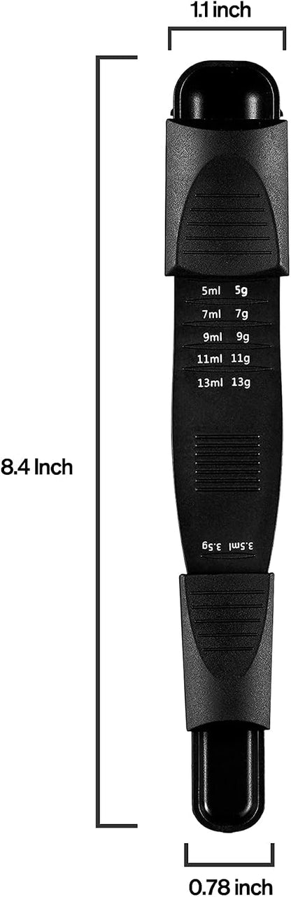 M&c Dual Sided Adjustable Measuring Spoon - Metering Spoon with Leveler in Gram & ML- For Dry or Liquid Ingredients, Baking, Cooking, Powder, Spices - Black 1pc