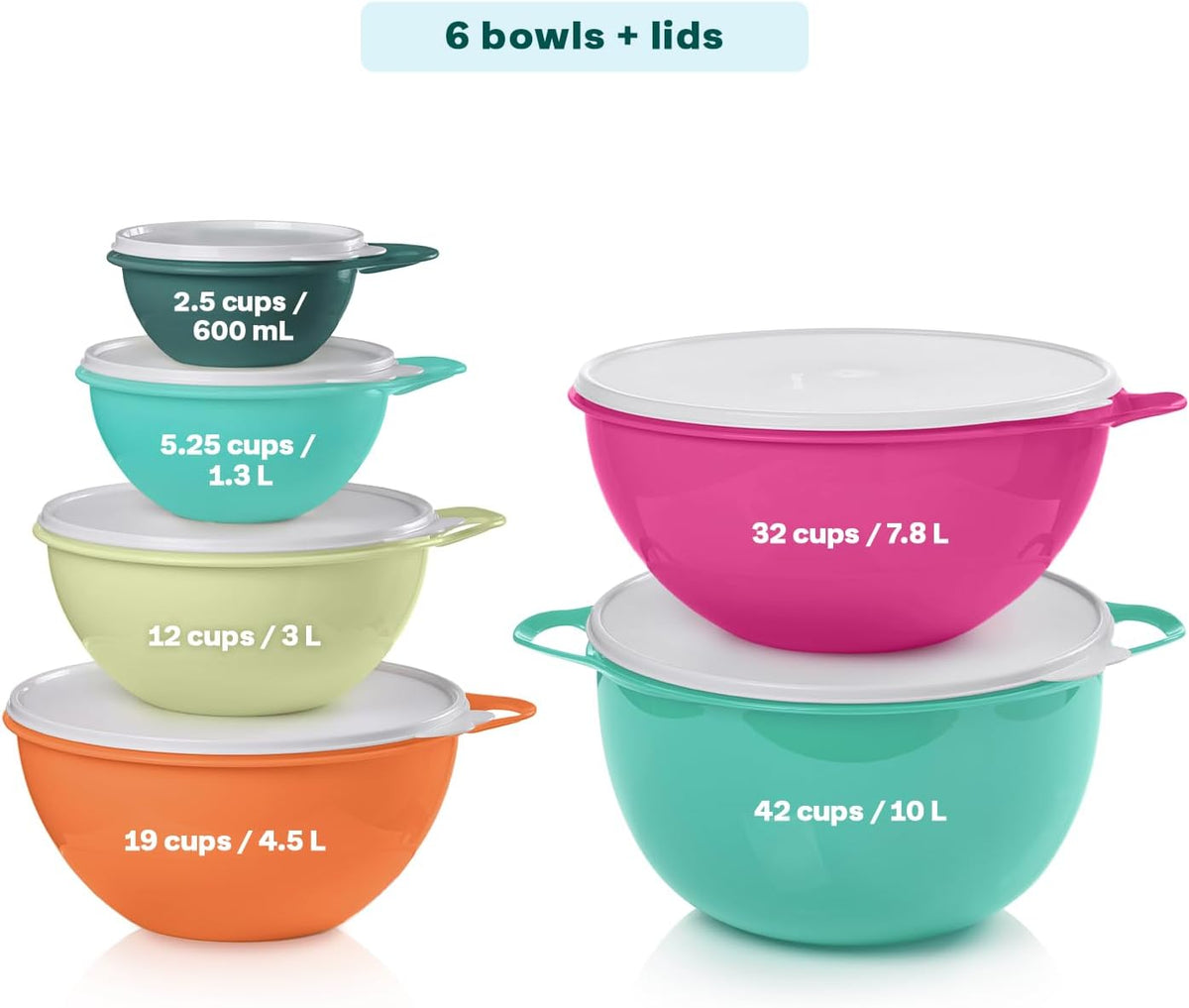 Thatsa Bowl Collection 6 Bowl Food Storage Container Set in Fauna, Dishwasher Safe and BPA Free (6 Bowls, 6 lids)