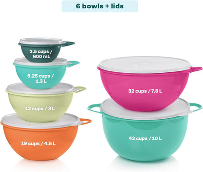 Thatsa Bowl Collection 6 Bowl Food Storage Container Set in Fauna, Dishwasher Safe and BPA Free (6 Bowls, 6 lids)