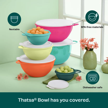 Thatsa Bowl Collection 6 Bowl Food Storage Container Set in Fauna, Dishwasher Safe and BPA Free (6 Bowls, 6 lids)