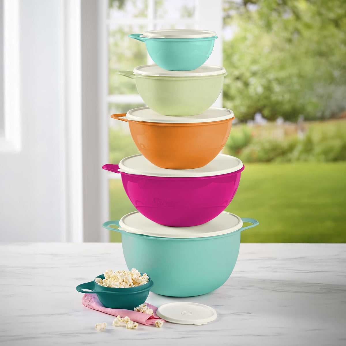 Thatsa Bowl Collection 6 Bowl Food Storage Container Set in Fauna, Dishwasher Safe and BPA Free (6 Bowls, 6 lids)