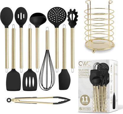 Silicone Cooking Utensils, Kitchen Utensil Set, Easy to Clean Silicone Kitchen Utensils, Cooking Utensils for Nonstick Cookware, Kitchen Gadgets Set with Holder