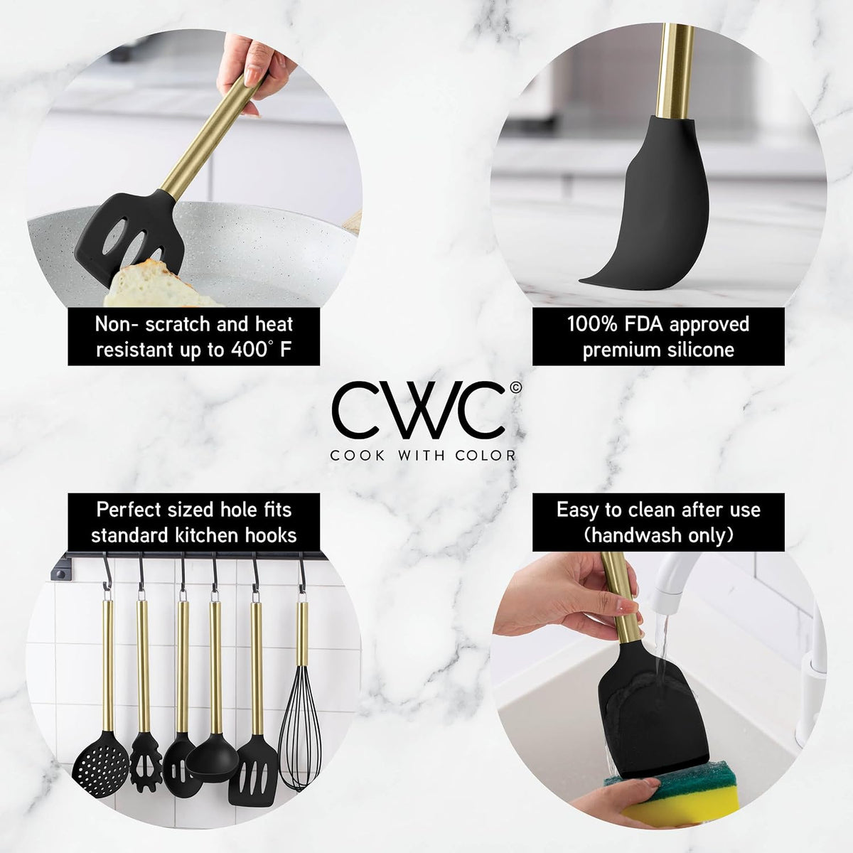 Silicone Cooking Utensils, Kitchen Utensil Set, Easy to Clean Silicone Kitchen Utensils, Cooking Utensils for Nonstick Cookware, Kitchen Gadgets Set with Holder