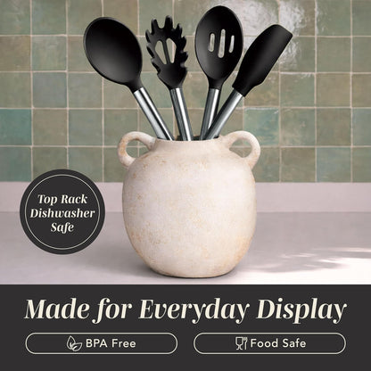 Silicone Cooking Utensils, Kitchen Utensil Set, Easy to Clean Silicone Kitchen Utensils, Cooking Utensils for Nonstick Cookware, Kitchen Gadgets Set with Holder