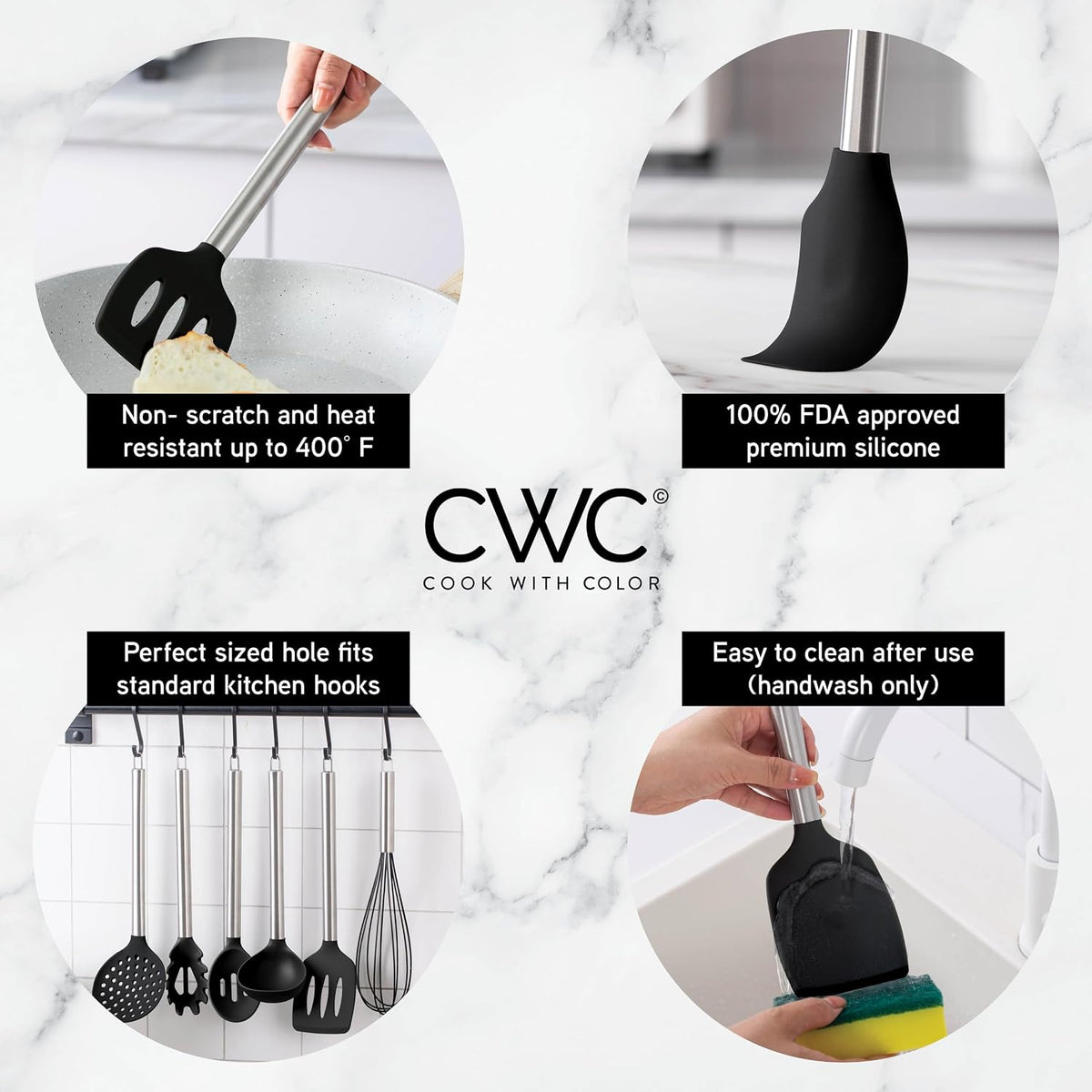 Silicone Cooking Utensils, Kitchen Utensil Set, Easy to Clean Silicone Kitchen Utensils, Cooking Utensils for Nonstick Cookware, Kitchen Gadgets Set with Holder