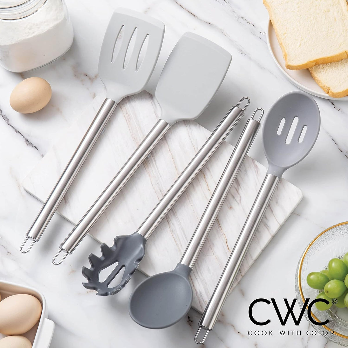 Silicone Cooking Utensils, Kitchen Utensil Set, Easy to Clean Silicone Kitchen Utensils, Cooking Utensils for Nonstick Cookware, Kitchen Gadgets Set with Holder