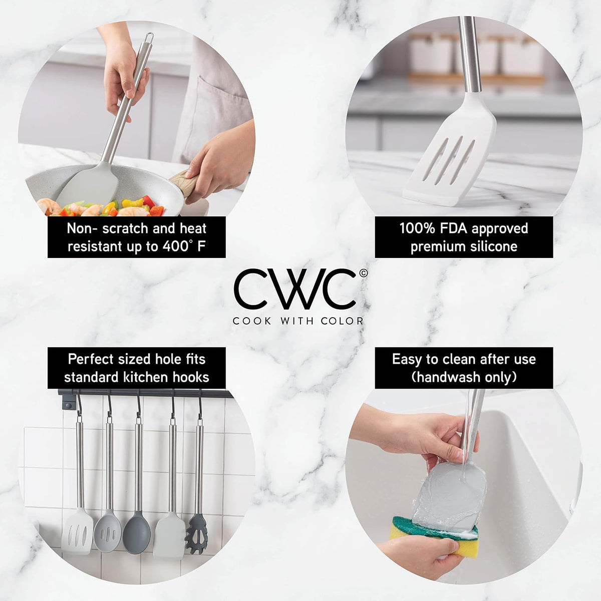 Silicone Cooking Utensils, Kitchen Utensil Set, Easy to Clean Silicone Kitchen Utensils, Cooking Utensils for Nonstick Cookware, Kitchen Gadgets Set with Holder