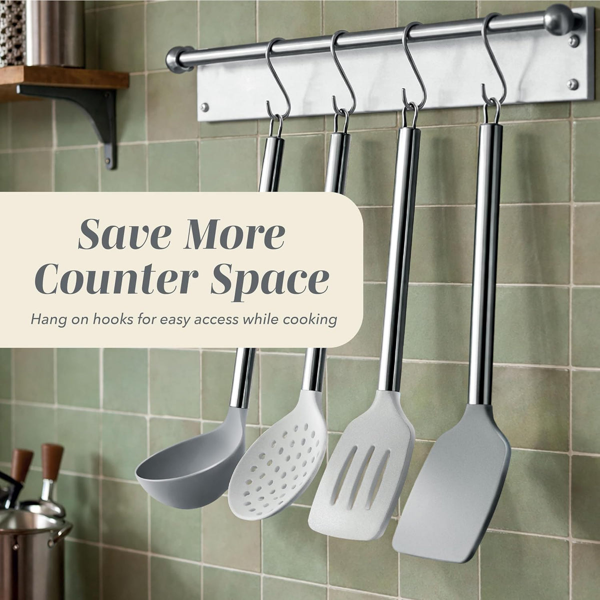 Silicone Cooking Utensils, Kitchen Utensil Set, Easy to Clean Silicone Kitchen Utensils, Cooking Utensils for Nonstick Cookware, Kitchen Gadgets Set with Holder