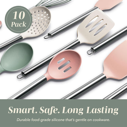 Silicone Cooking Utensils, Kitchen Utensil Set, Easy to Clean Silicone Kitchen Utensils, Cooking Utensils for Nonstick Cookware, Kitchen Gadgets Set with Holder