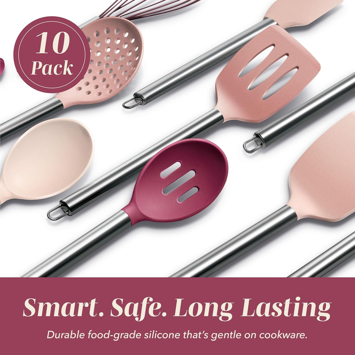 Silicone Cooking Utensils, Kitchen Utensil Set, Easy to Clean Silicone Kitchen Utensils, Cooking Utensils for Nonstick Cookware, Kitchen Gadgets Set with Holder