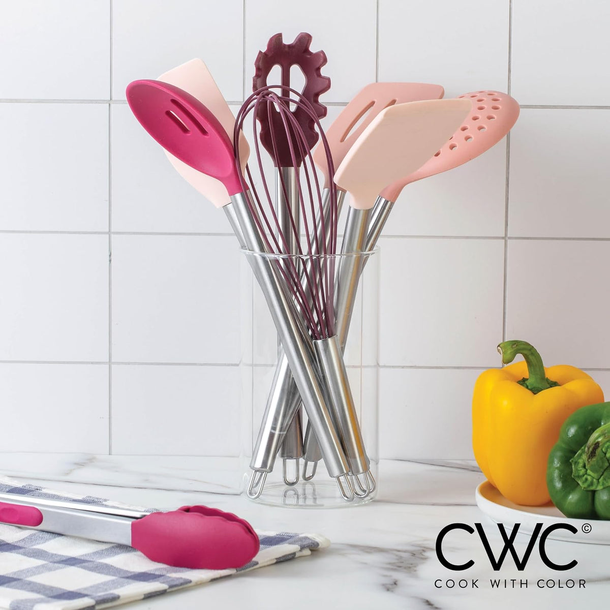 Silicone Cooking Utensils, Kitchen Utensil Set, Easy to Clean Silicone Kitchen Utensils, Cooking Utensils for Nonstick Cookware, Kitchen Gadgets Set with Holder